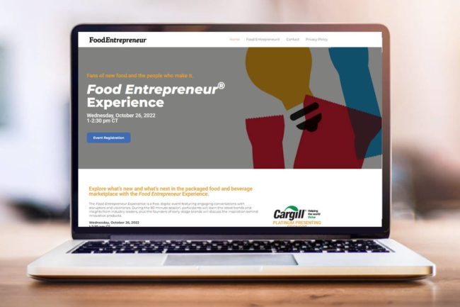食品企业家体验注册页面，笔记本电脑