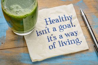 健康生活图形，绿色果汁，餐巾，Adobe股票
